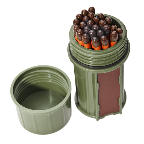 UCO Stormproof Match Kit with Waterproof Case, 25 Stormproof Matches and 3 Strikers - Dark Green