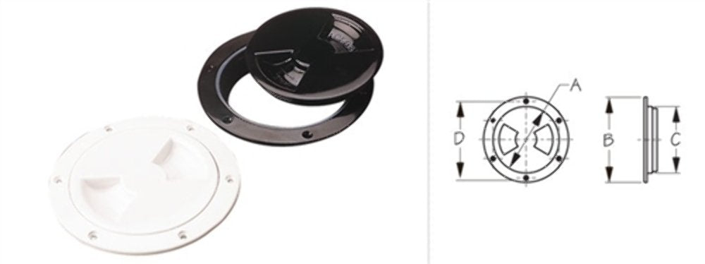 Deck Plate 6" Screw Out with Internal Collar Black ABS