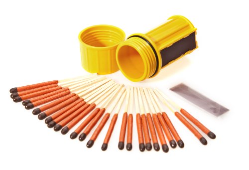 UCO Stormproof Match Kit with Waterproof Case, 25 Stormproof Matches and 3 Strikers - Orange, Green, and Yellow