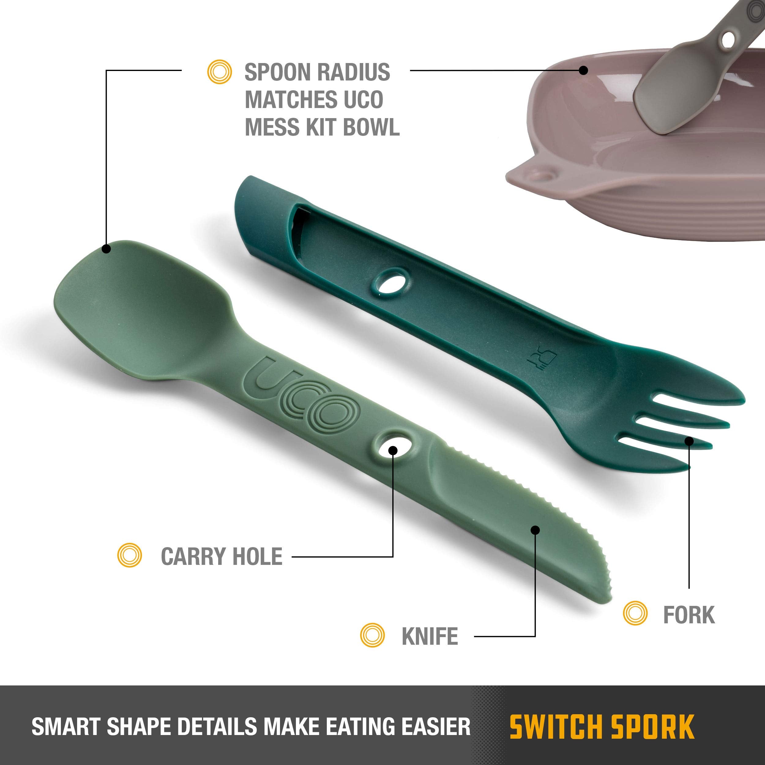 UCO Switch Spork Utensil Set - Camp Green