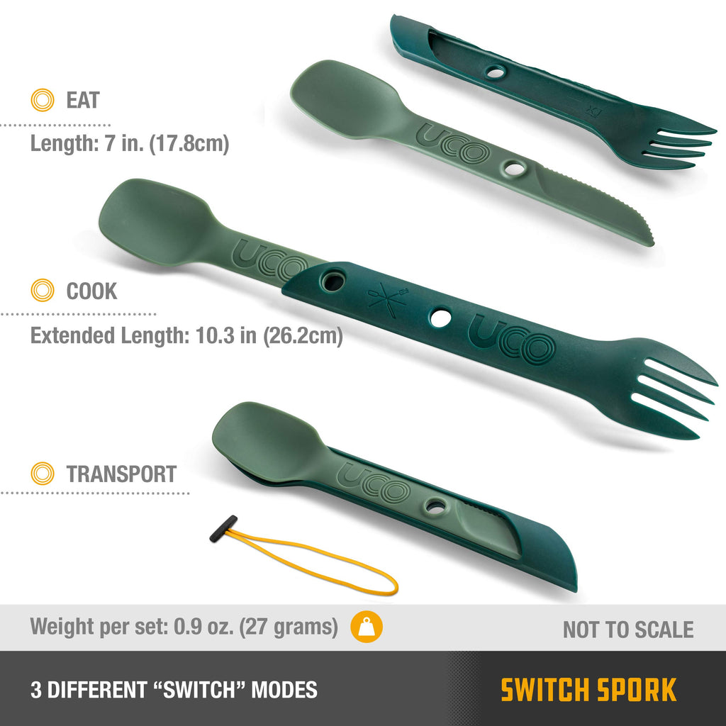 UCO Switch Spork Utensil Set - Camp Green