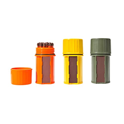 UCO Stormproof Match Kit with Waterproof Case, 25 Stormproof Matches and 3 Strikers - Orange, Green, and Yellow