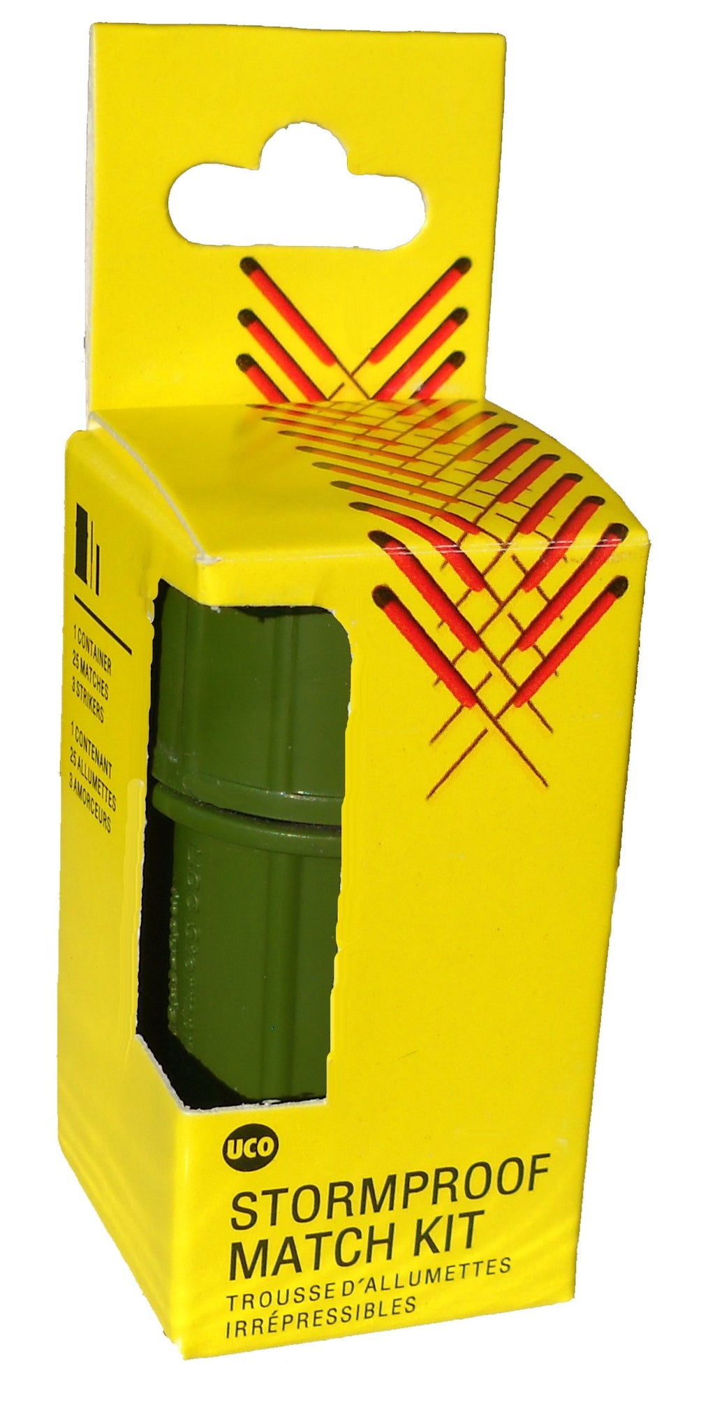 UCO Stormproof Match Kit with Waterproof Case, 25 Stormproof Matches and 3 Strikers - Dark Green
